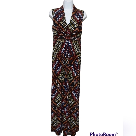 Chico's women maxi dress Aztec  printed 0 boho fairy stretch soft casual Beach - Picture 6 of 6